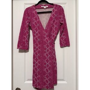 Diane Von Furstenberg Julian Wrap Dress Tie Waist Vneck Mini Floral Print Pink 4